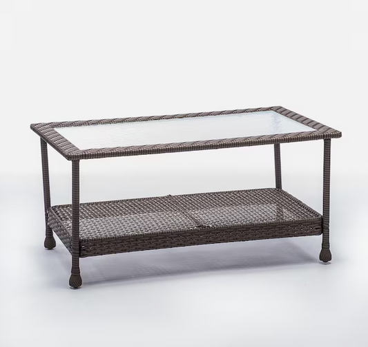 Aluminum & Rattan Frame Table- Brown - COOLBABY