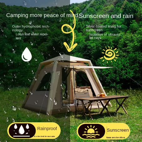 Inflatable Tent Outdoor Thickened Rainproof Folding Quick Automatic Opening Camping Tent Travel - COOLBABY