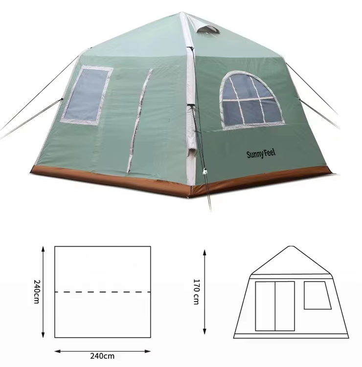 Inflatable Cabin Tent, Rainproof Camping Tent, Pop Up Tent for 5-8 People, Party Tent - COOLBABY