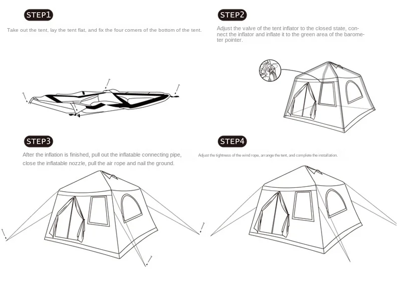 Inflatable Cabin Tent, Rainproof Camping Tent, Pop Up Tent for 5-8 People, Party Tent - COOLBABY