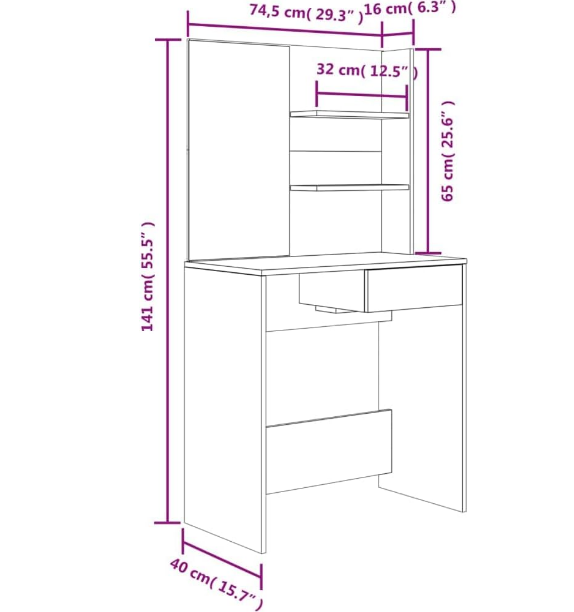 Dressing Table Set, Vanity Table with Stool and Drawer - COOLBABY