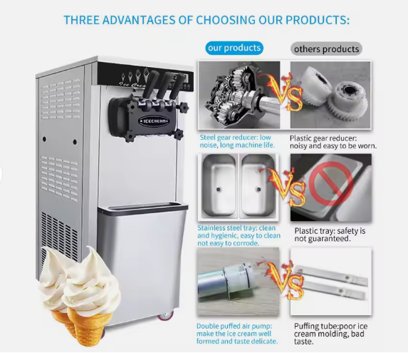 Food soft ice cream machine with casters 25-28L cone Homemade ice cream maker - COOLBABY