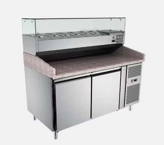 2 Door Refrigerator Pizza Prep Station - COOLBABY