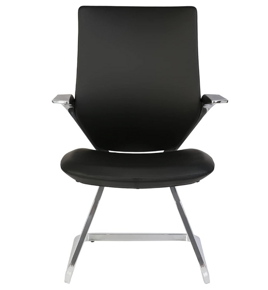 Executive Office Chair | Vinyl Back Rest | Metal/Chrome Wheel Base, Black - COOLBABY