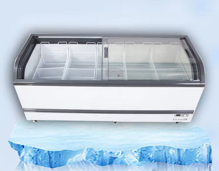 Chest Freezer 400L, Curved Glass Door