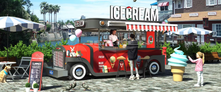 Ice Cream Street Food Cart Snack Fast Full Kitchen Equipment - Mobile Food Truck