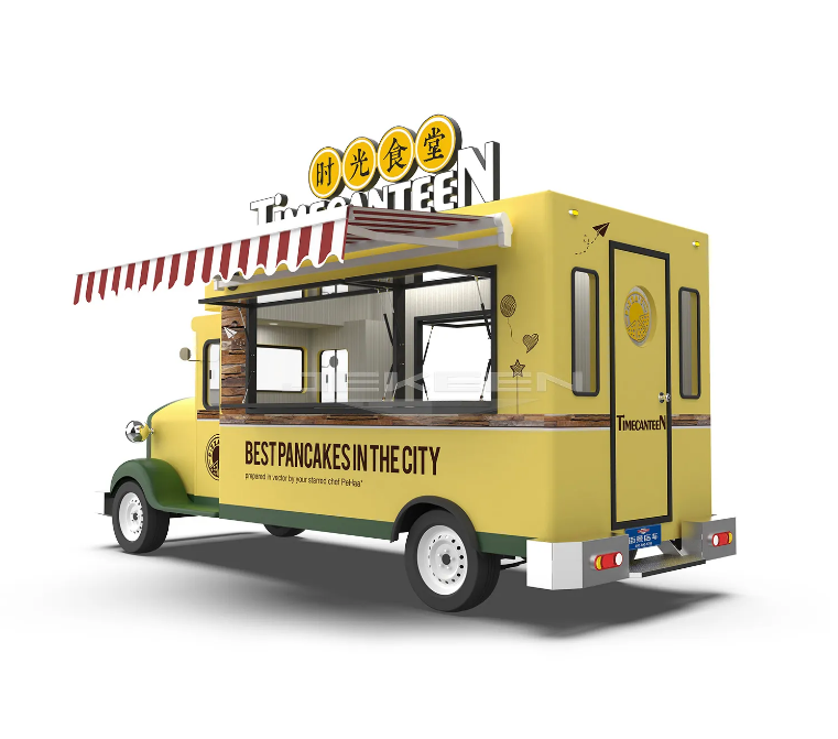 Fast Food Trucks Mobile Food Kitchen, BBQ Ice Cream Hot Dog Coffee Snack Cart Steel