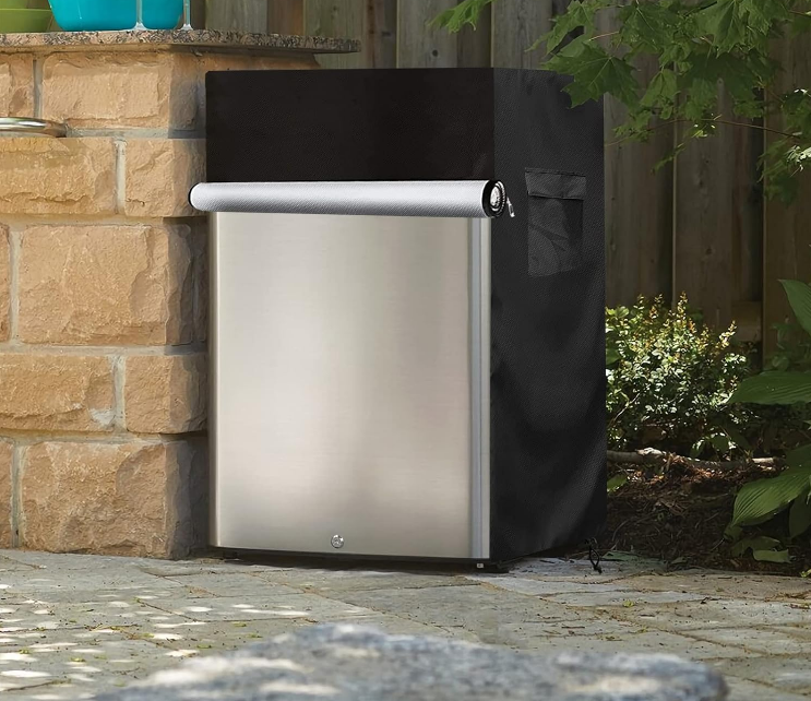 Black Refrigerator Cooler Cover, Outdoor Fridge Cover – Waterproof, Dustproof, Sun-Proof, 20" W x 20" D x 33" H - COOLBABY