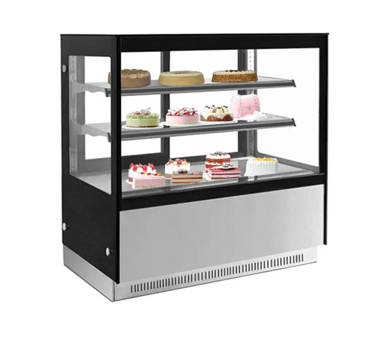 Cake Showcase, Front Flat Glass With LED Light And 3 Adjustable Shelves - COOLBABY