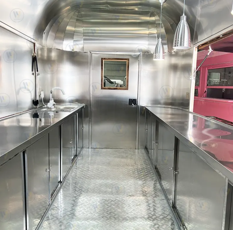 4M Stainless Steel Food Truck, Concession Trailer With Fully Equipped Mobile Kitchen For Fast Food And Drinks - COOLBABY