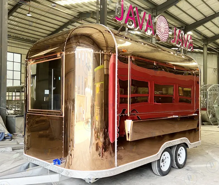 4M Stainless Steel Food Truck, Concession Trailer With Fully Equipped Mobile Kitchen For Fast Food And Drinks - COOLBABY