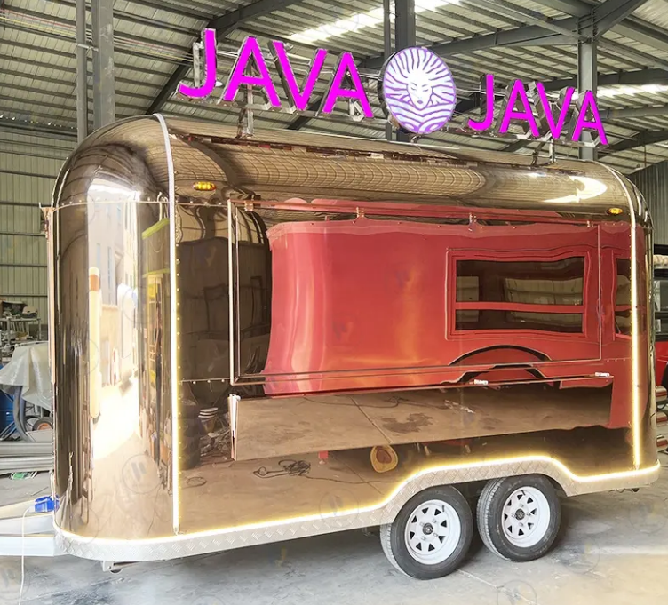 4M Stainless Steel Food Truck, Concession Trailer With Fully Equipped Mobile Kitchen For Fast Food And Drinks - COOLBABY