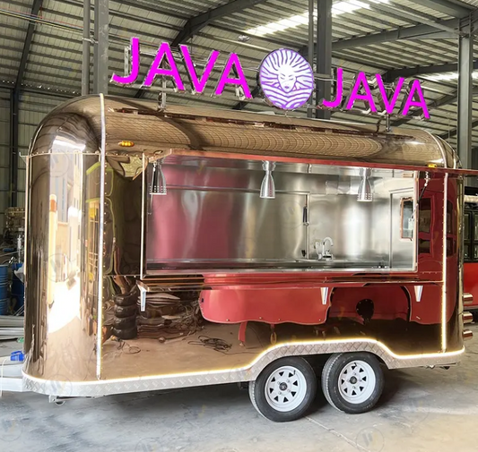 4M Stainless Steel Food Truck, Concession Trailer With Fully Equipped Mobile Kitchen For Fast Food And Drinks - COOLBABY