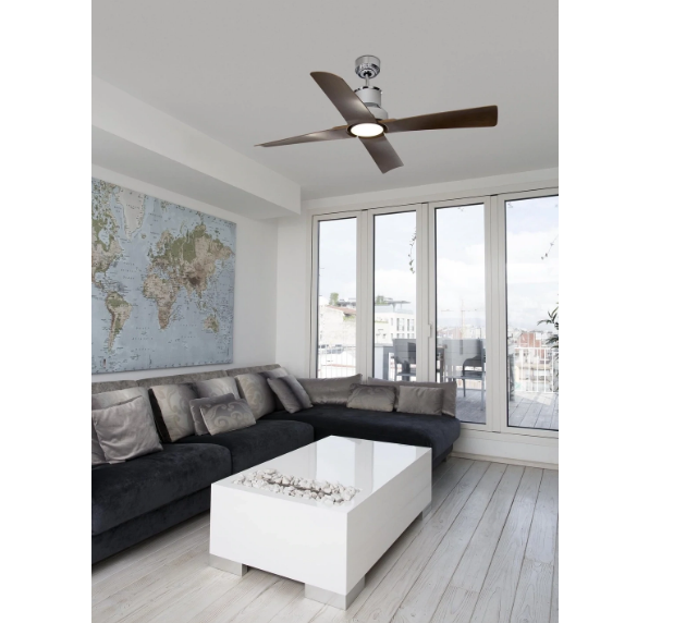 Fan Ø 127CM Ceiling Fan Chrome/Brown With Remote Control Included