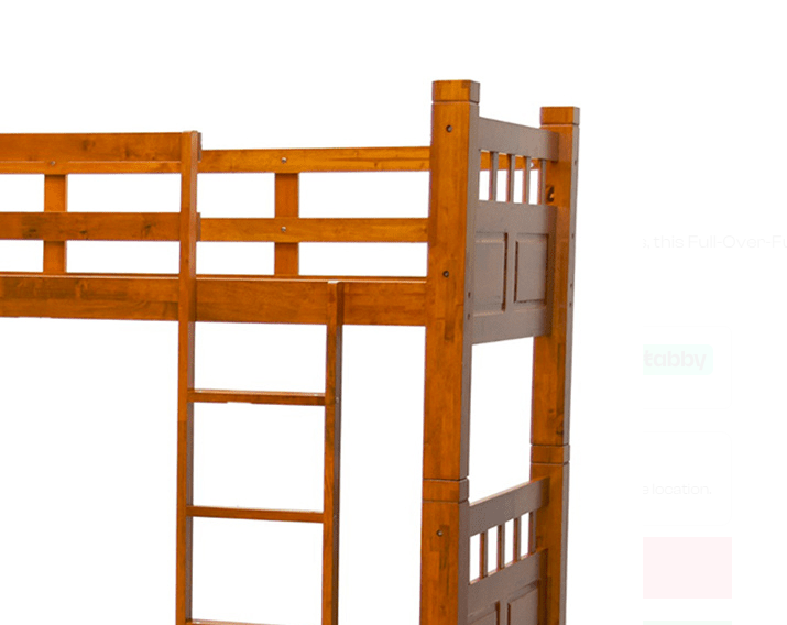 Wooden Bunk Bed, Double Decker Bunker Bed, Solid Wood Heavy Duty Bed - Walnut Color