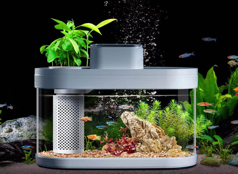 Smart Fish Tank, Ecological Advanced Aquarium Pro Wi-Fi Box Automatic Feeder, RGB Light for Home App