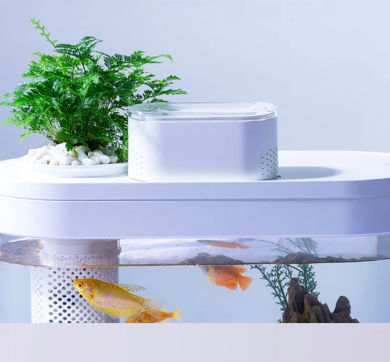 Smart Fish Tank, Ecological Advanced Aquarium Pro Wi-Fi Box Automatic Feeder, RGB Light for Home App