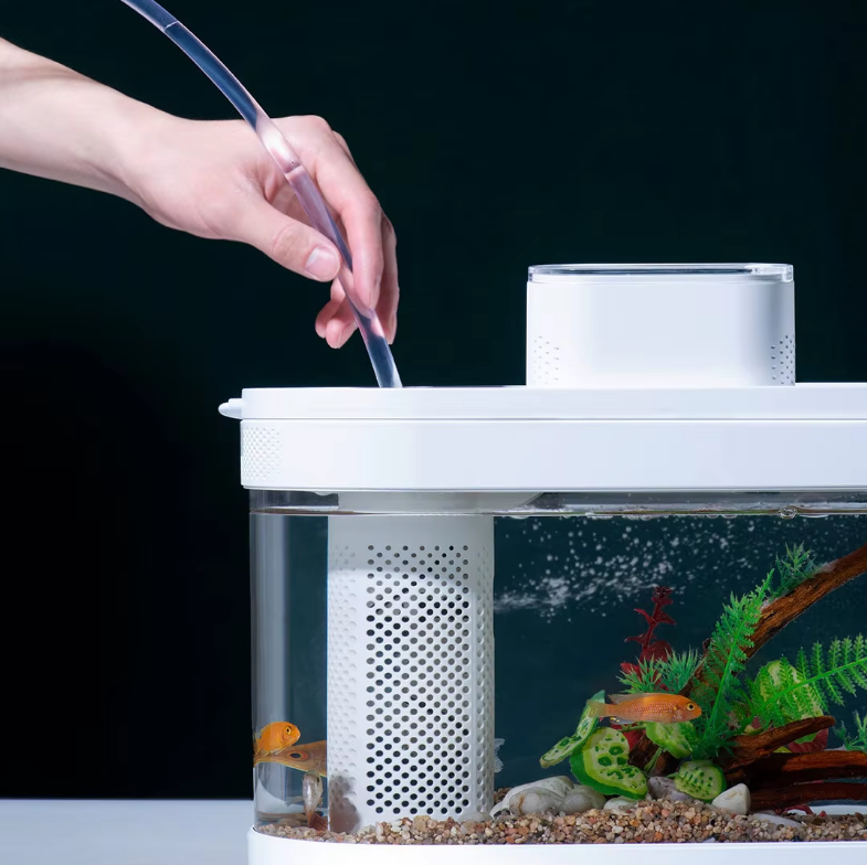 Smart Fish Tank, Ecological Advanced Aquarium Pro Wi-Fi Box Automatic Feeder, RGB Light for Home App