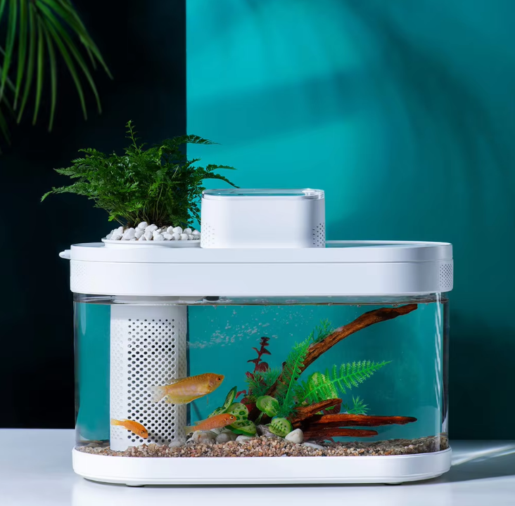 Smart Fish Tank, Ecological Advanced Aquarium Pro Wi-Fi Box Automatic Feeder, RGB Light for Home App