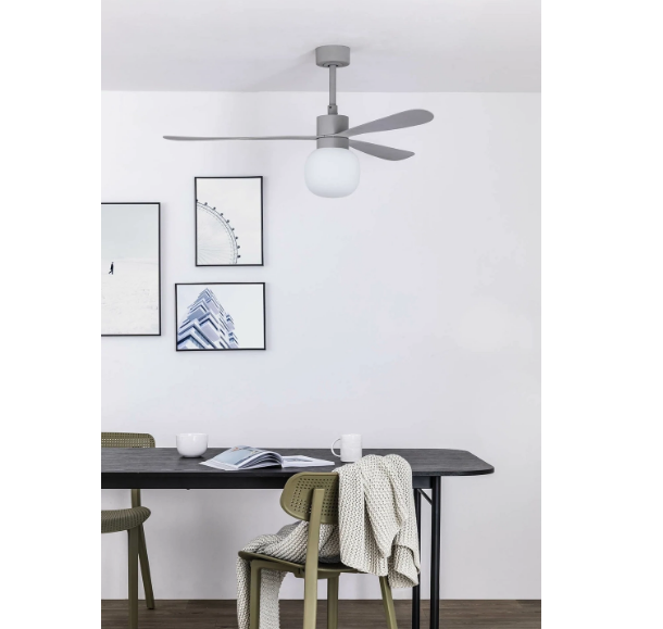 3 Blades Ceiling Fan Ø132cm Light Integrated, Remote Control Included And 6 Adjustable Speeds