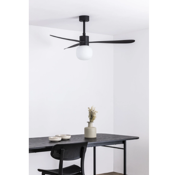 3 Blades Ceiling Fan Ø132cm Light Integrated, Remote Control Included And 6 Adjustable Speeds