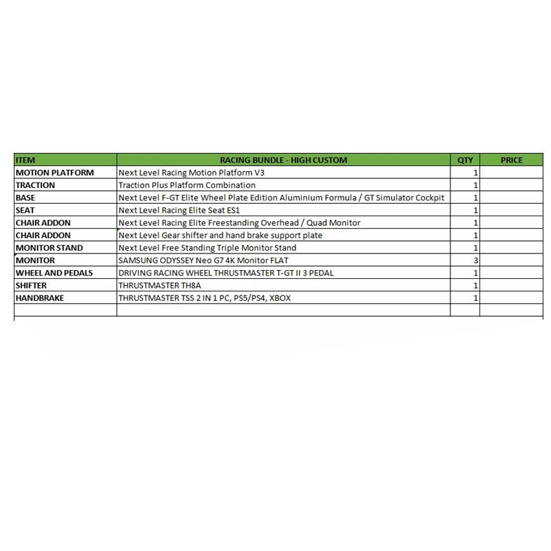 High-Custom Racing Bundle with Next Level Racing Motion Platforms, Thrustmaster Accessories & Samsung 4K Monitor