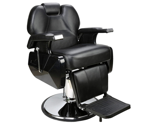 Men Salon Hydraulic Adjustable Height Chair - Black