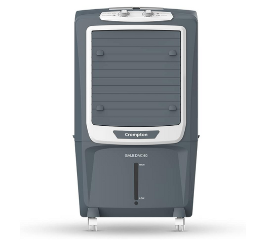 Desert Air Cooler- 60L, with Everlast Pump, 4-Way Air Deflection and Honeycomb pads - Grey