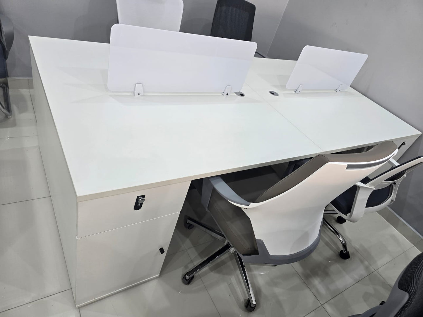 Modern Modular Open Work Stations Table, Workstation Furniture, Office Desk - White