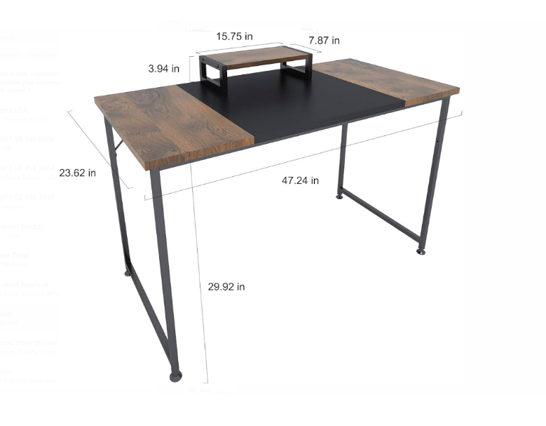 Computer Desk, Study Desk 47 Inch with Monitor Stand Modern Simple Style, PC Desk with Splice Plate