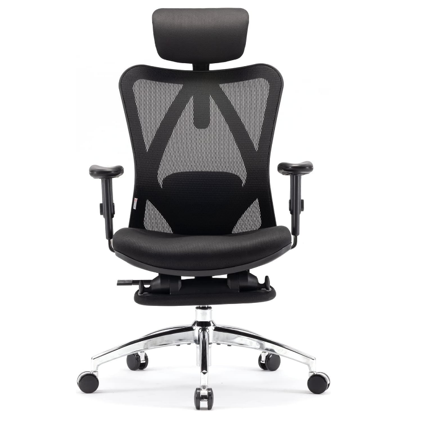 Ergonomic Office Chair, Computer High Back Desk Chair with 2D Armrest, Adjustable Headrest, Lumbar Support And with Footrest