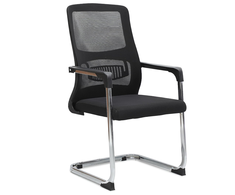 Executive Best Mesh Visitor Chair for Office, With Steel Frame & Modern Design - Black