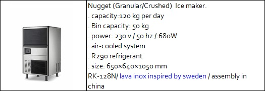 RK-128N Commercial Nugget Ice Maker 120KG/24H – Granular Crushed Ice Machine with 50KG Bin
