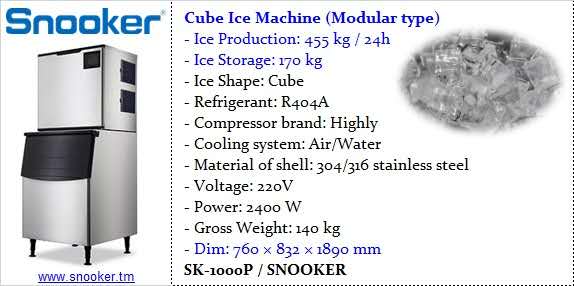 SK-1000P Modular Cube Ice Machine 455KG/24H – Commercial Ice Maker with 170KG Storage