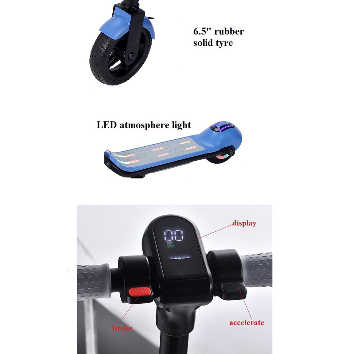 COOLBABY JY-6.5T Electric Scooter for Kid, Max 5 Miles Range and 8.7 Mph Speed, 6.5" Solid Rubber Wheels, Lightweight Electric Kick Scooter - COOL BABY