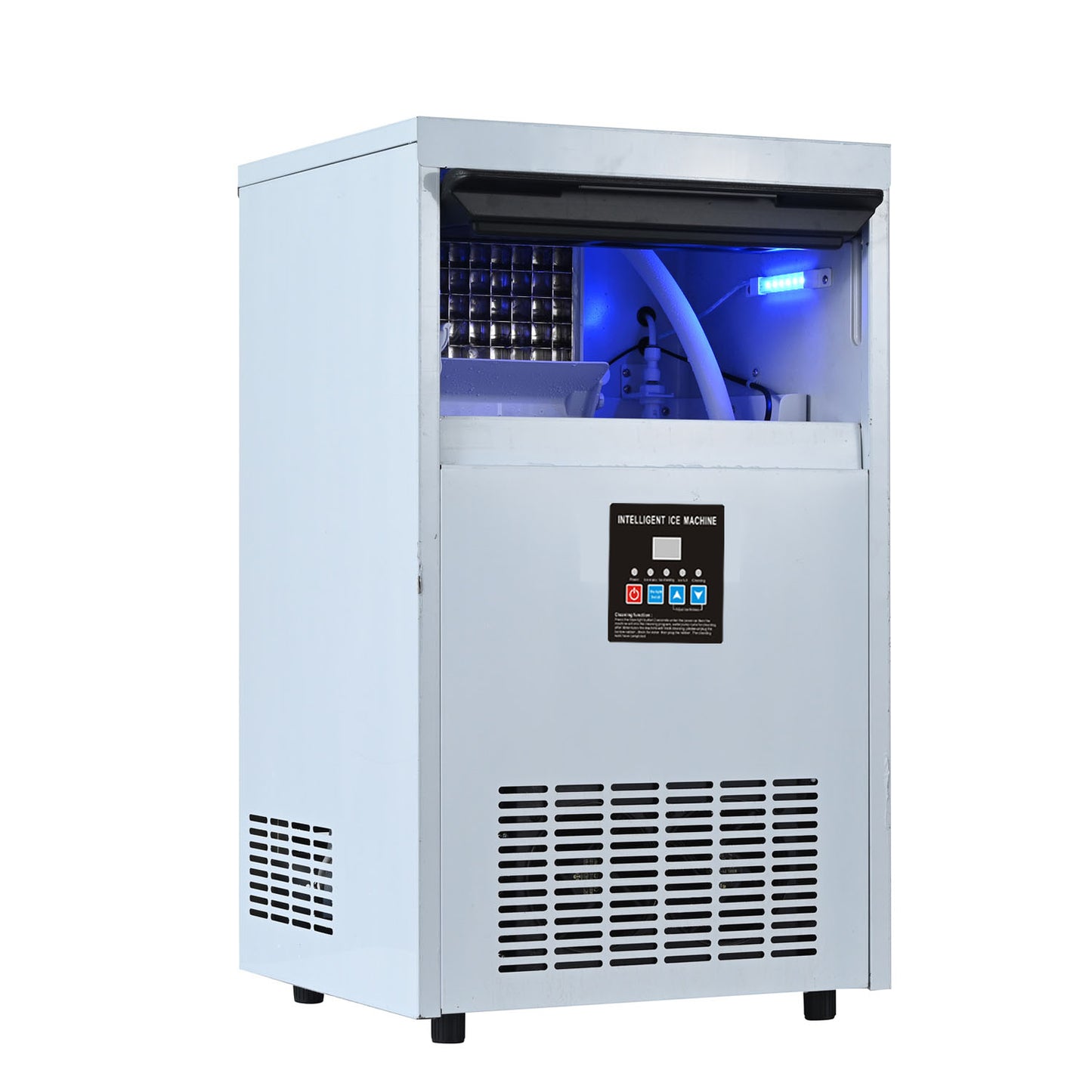 Commercial Ice Maker Machine, 75KGS/24H Stainless Steel under Counter Ice Machine with 20KGS Ice Storage Capacity, for/Restaurant/Bar/Coffee Shop