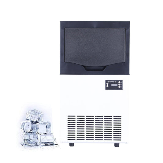 Integrated Ice Maker Machine, 35KGS/24H Stainless Steel Under Counter ice Machine with 10KGS Ice Storage Capacity, Freestanding Ice Maker