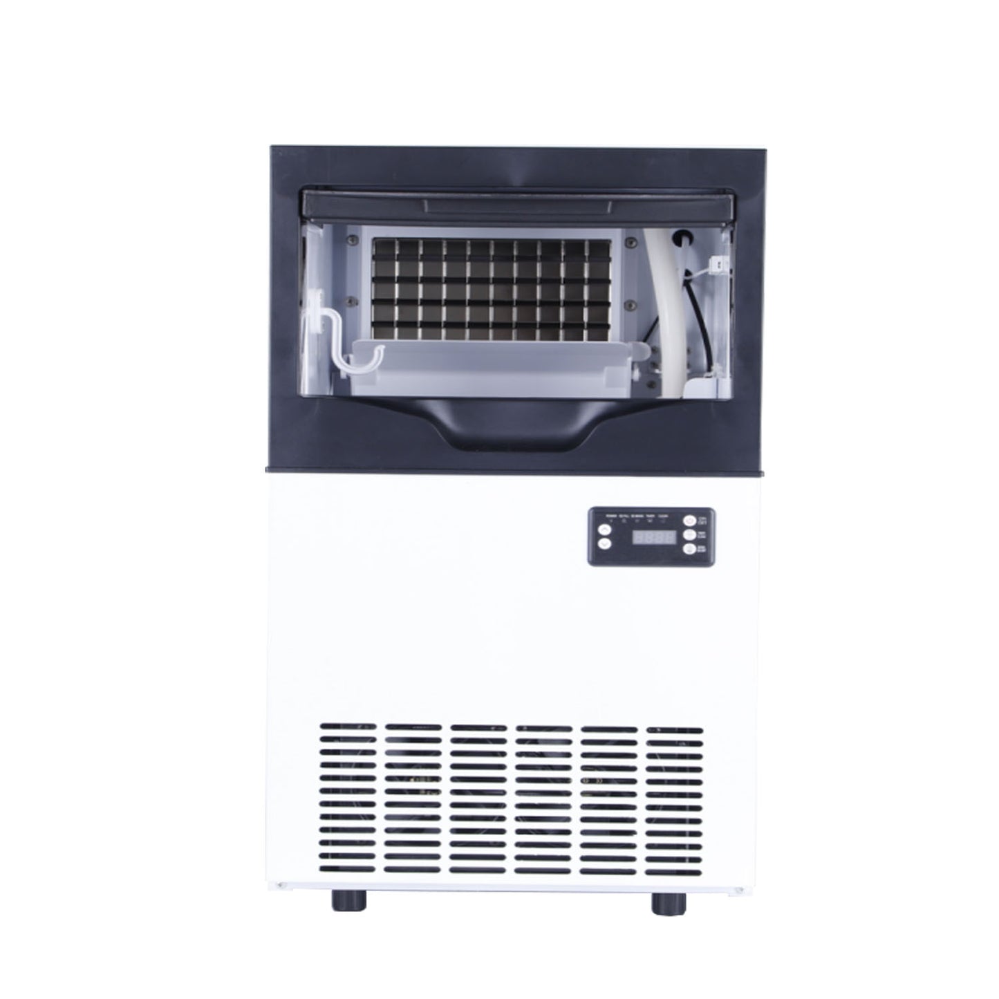 Integrated Ice Maker Machine, 35KGS/24H Stainless Steel Under Counter ice Machine with 10KGS Ice Storage Capacity, Freestanding Ice Maker