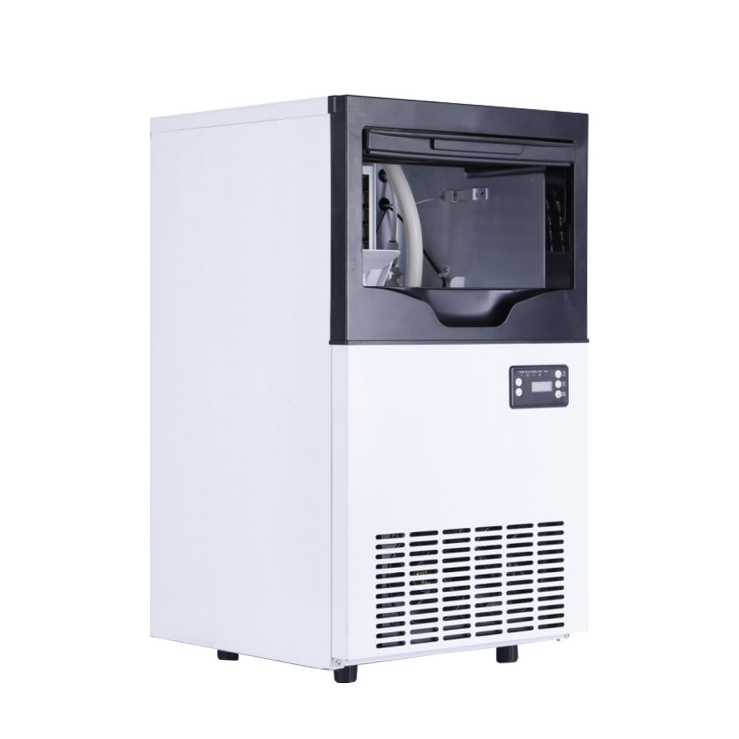 Integrated Ice Maker Machine, 35KGS/24H Stainless Steel Under Counter ice Machine with 10KGS Ice Storage Capacity, Freestanding Ice Maker