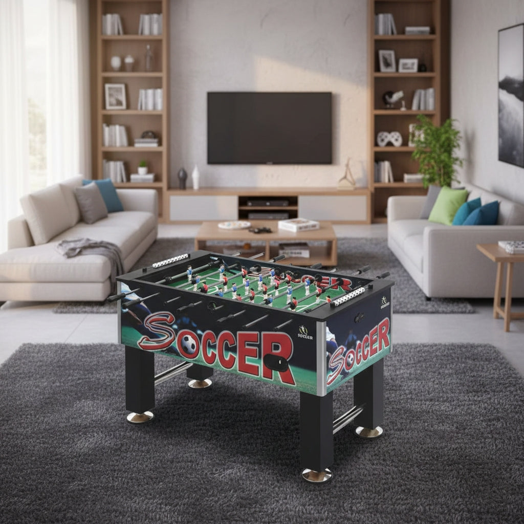 Knight Shot ST101A Foosball Table – Durable MDF Build with Chrome Steel Bars & Adjustable Legs