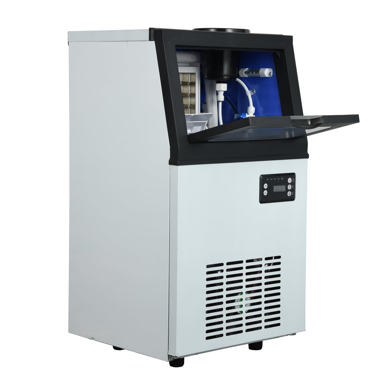 Tap Water Ice Maker Machine, 66lbs/24H Stainless Steel Under Counter ice Machine with 17.6lbs Ice Storage Capacity, Freestanding Ice Maker.