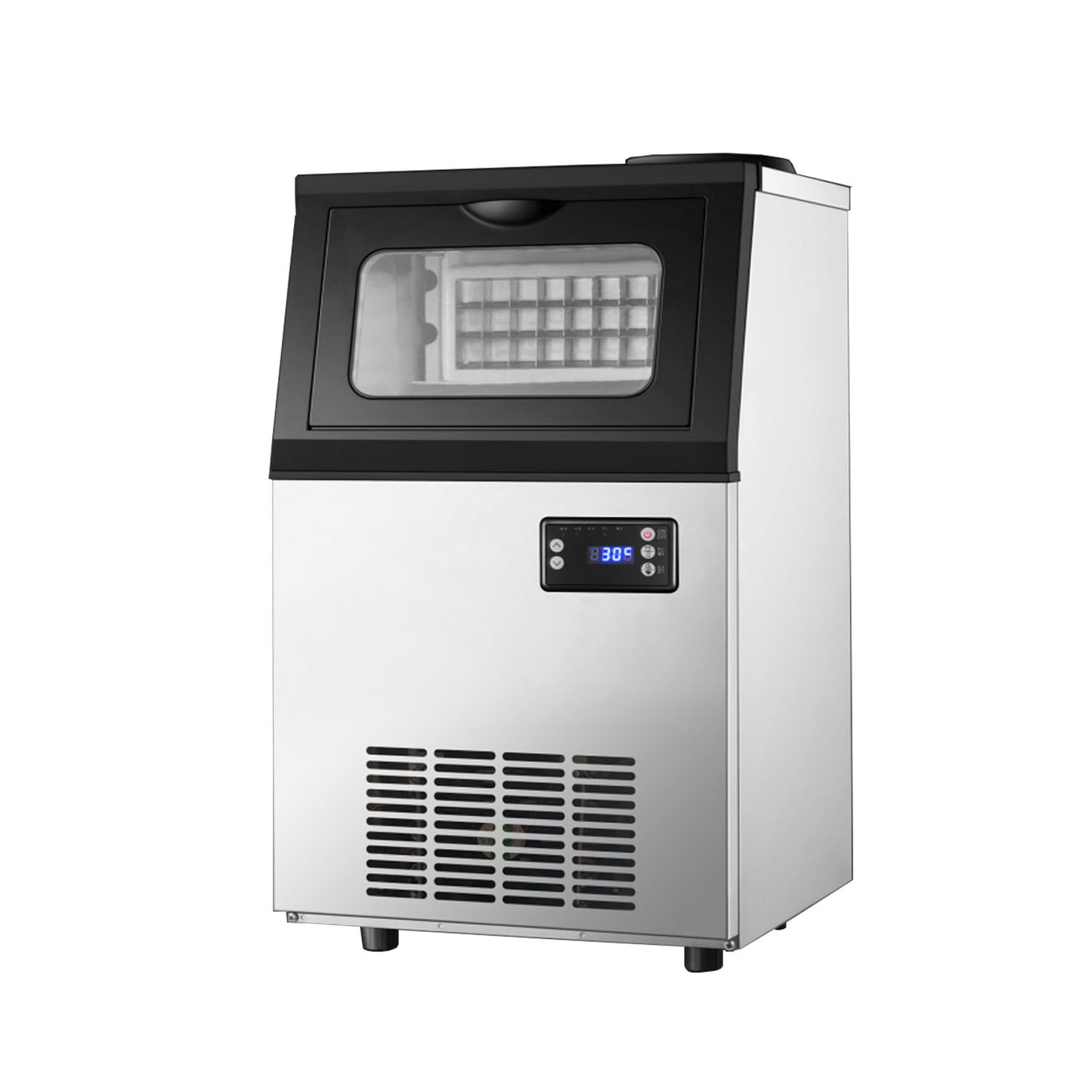 Tap Water Ice Maker Machine, 66lbs/24H Stainless Steel Under Counter ice Machine with 17.6lbs Ice Storage Capacity, Freestanding Ice Maker.