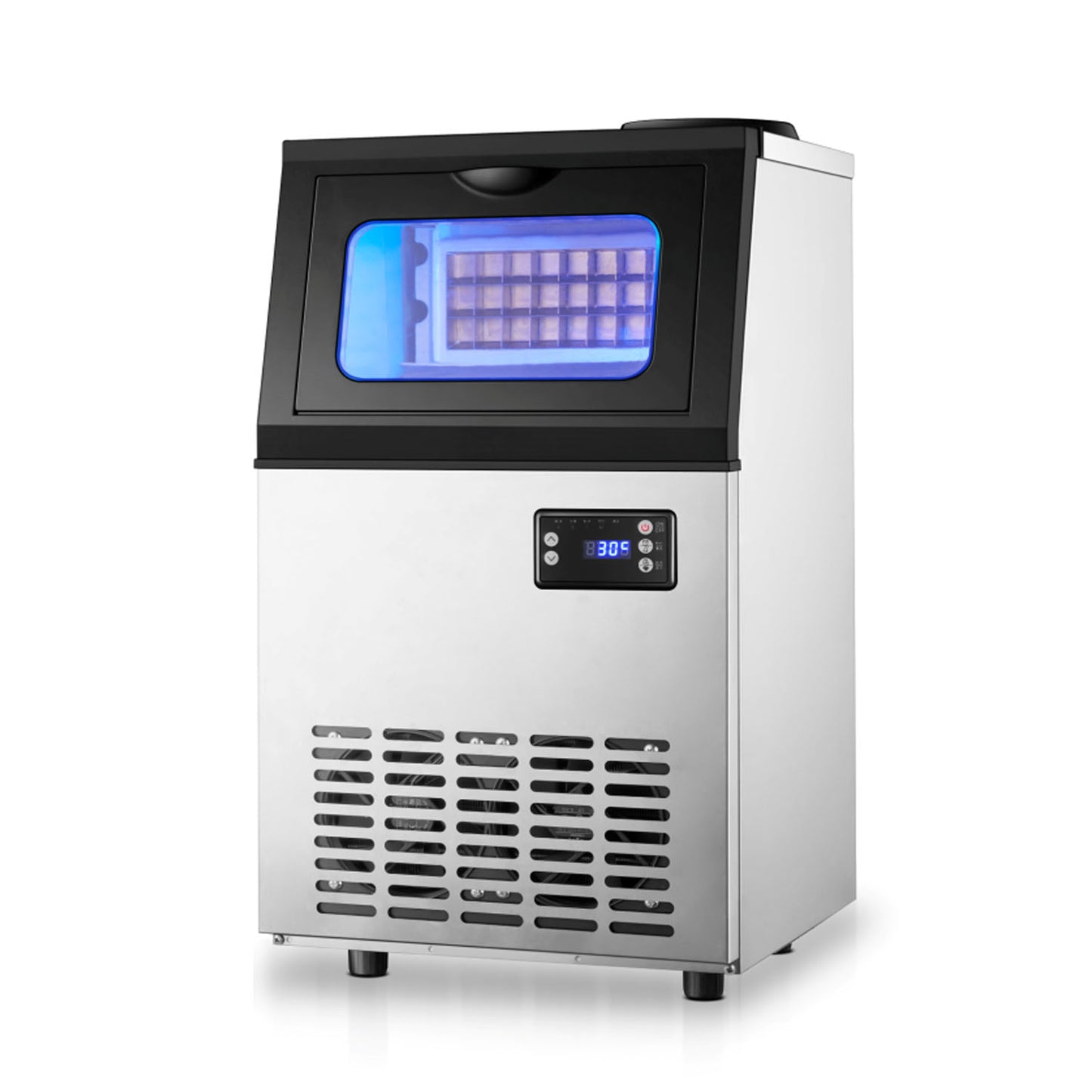 Tap Water Ice Maker Machine, 66lbs/24H Stainless Steel Under Counter ice Machine with 17.6lbs Ice Storage Capacity, Freestanding Ice Maker.