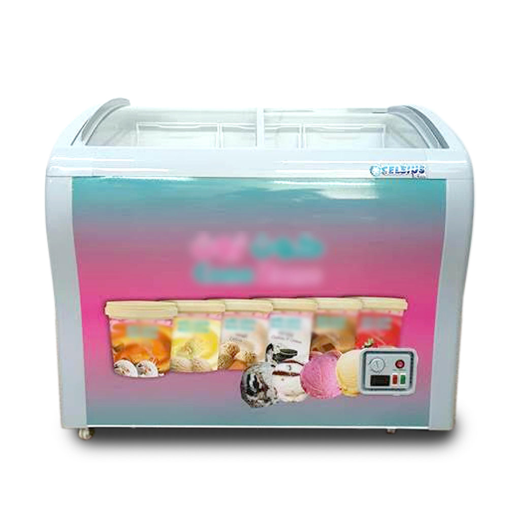 Chest Freezer 300L, Curved Glass Door