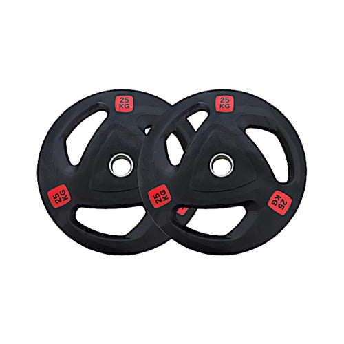 COOLBABY Tri-Grip Olympic Rubber Weight Plates 2.5 Kg to 25 Kg – Durable, Noise-Reducing - COOLBABY