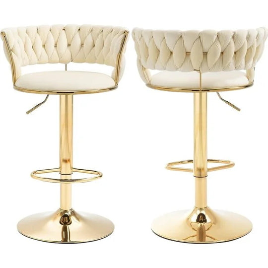 Luxury Swivel Barstool Chair Golden Set Of 2 - 360 Degree Swivel - COOLBABY