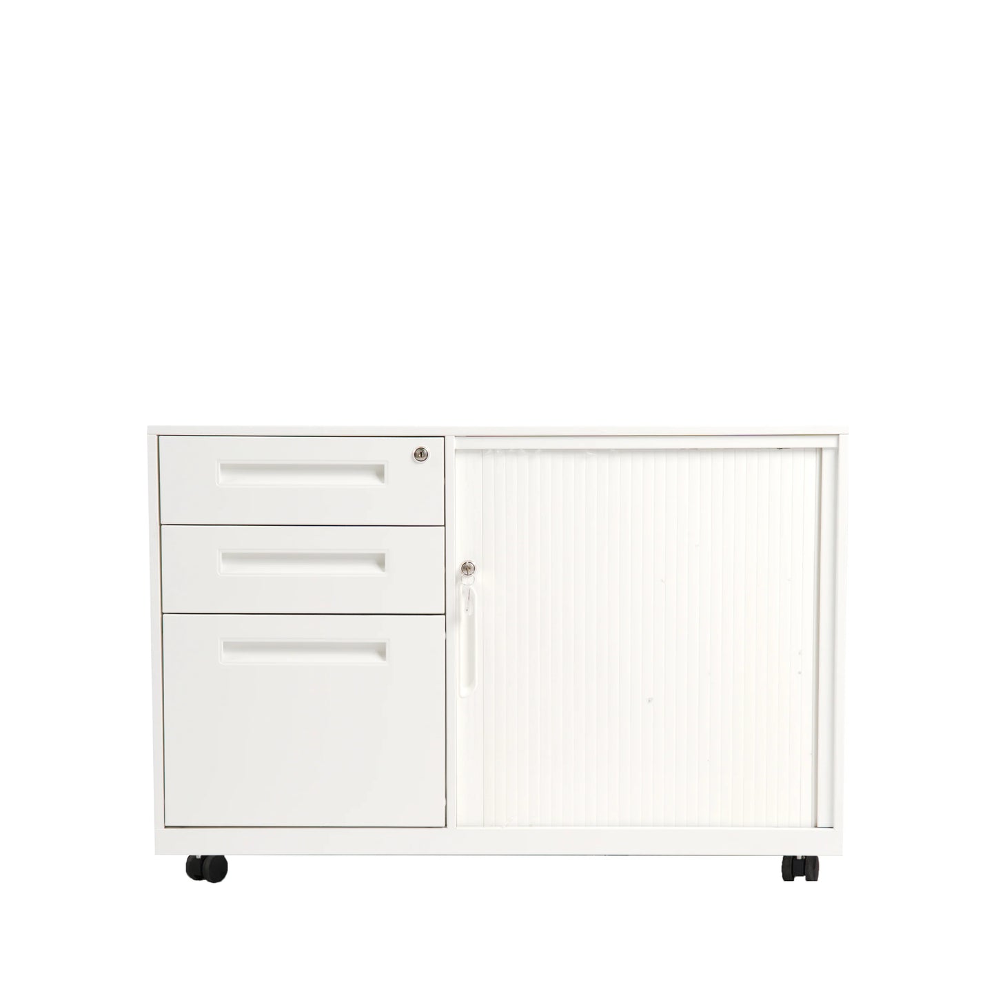 COOLBABY Pro Glide White Storage Cabinet with Sliding Door, 3 Drawers, and Key Lock System - COOLBABY