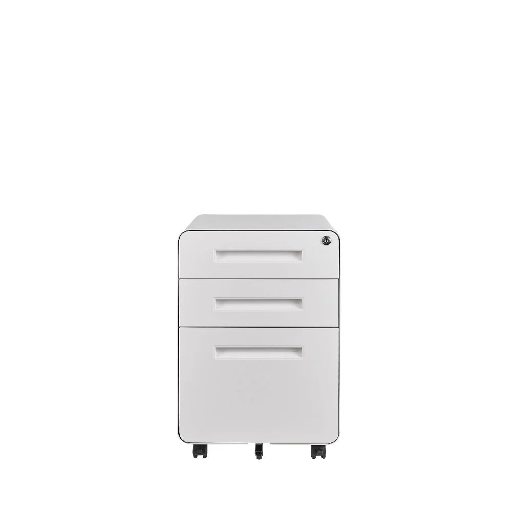 COOLBABY Casey White Metal Mobile Drawer Pedestal - Durable, Lockable & Anti-Tilt Design - COOLBABY