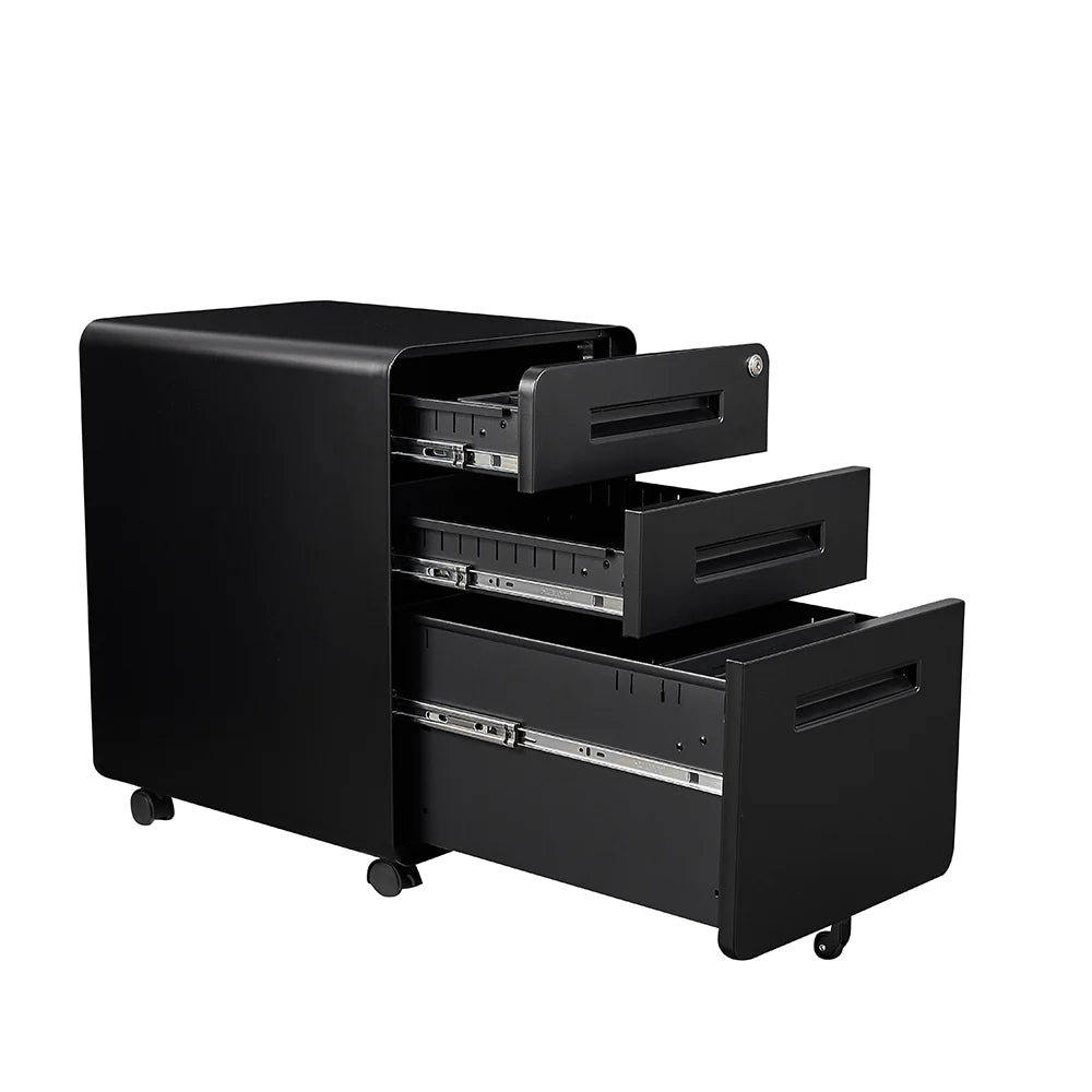 COOLBABY Casey Black Metal Mobile Drawer Pedestal – Secure, Durable, and Versatile Storage Solution - COOLBABY