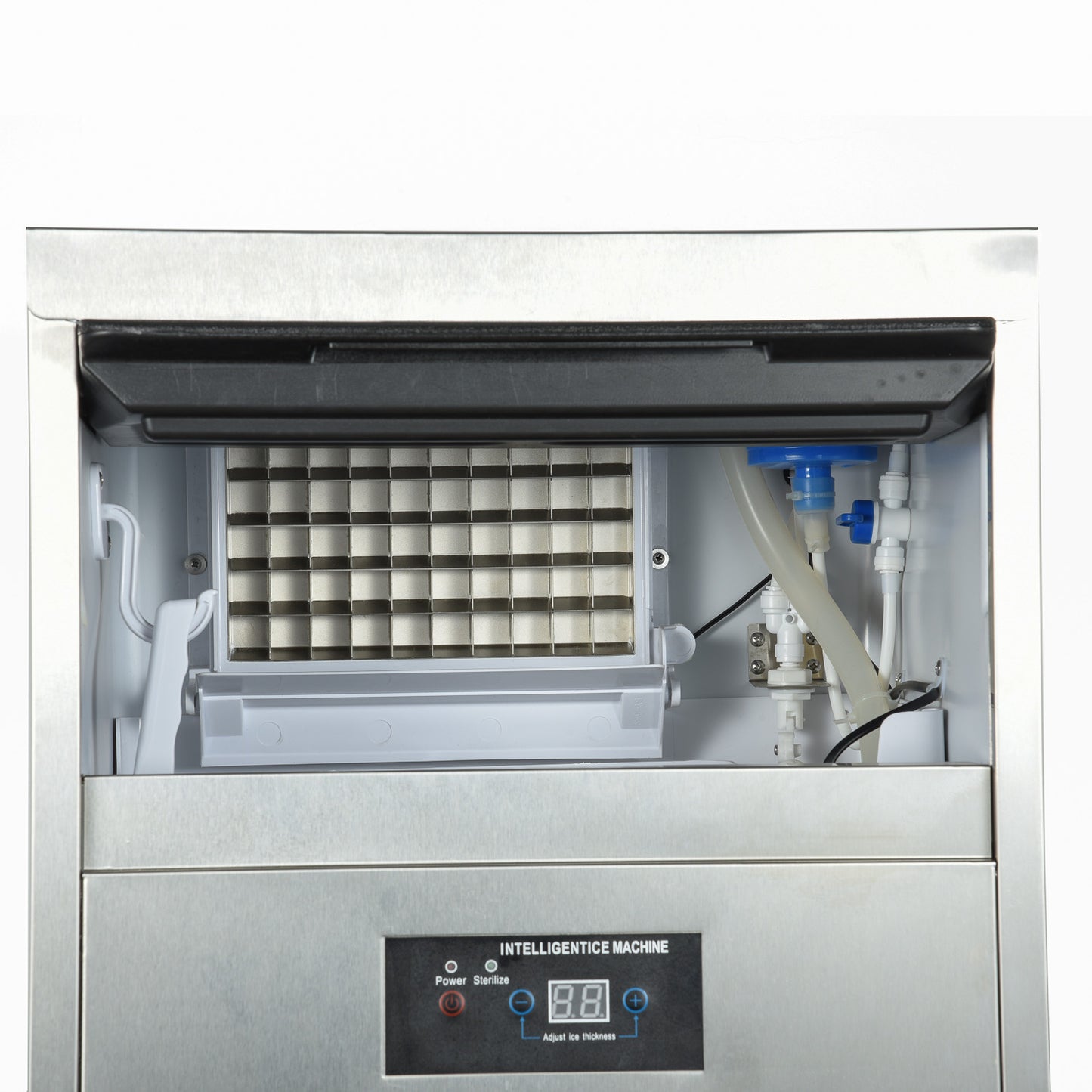 Integrated Ice Maker Machine, 40KGS/24H Stainless Steel Under Counter ice Machine with 12KGS Ice Storage Capacity, Freestanding Ice Maker